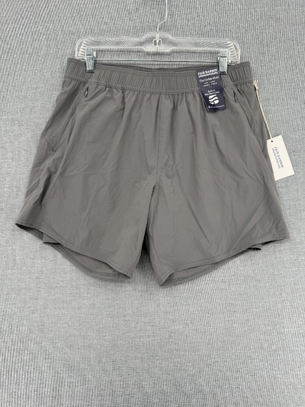 Fair Harbor Slate Gray Corliss Shorts Bike Short Womens L 7” Performance NWT